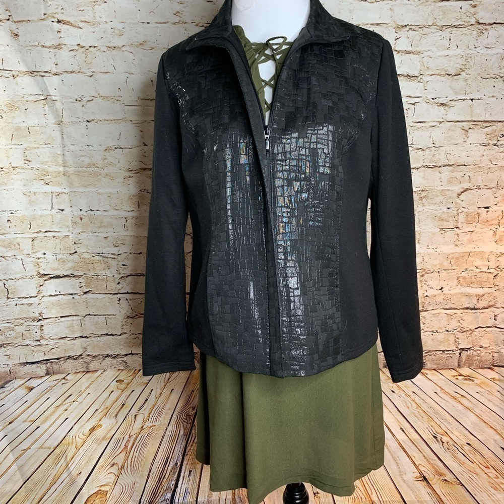 JM Collection Faux Snakeskin Textured Jacket